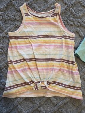 OshKosh 4T - Girls' Pastel Striped Tie-Front Tank Top